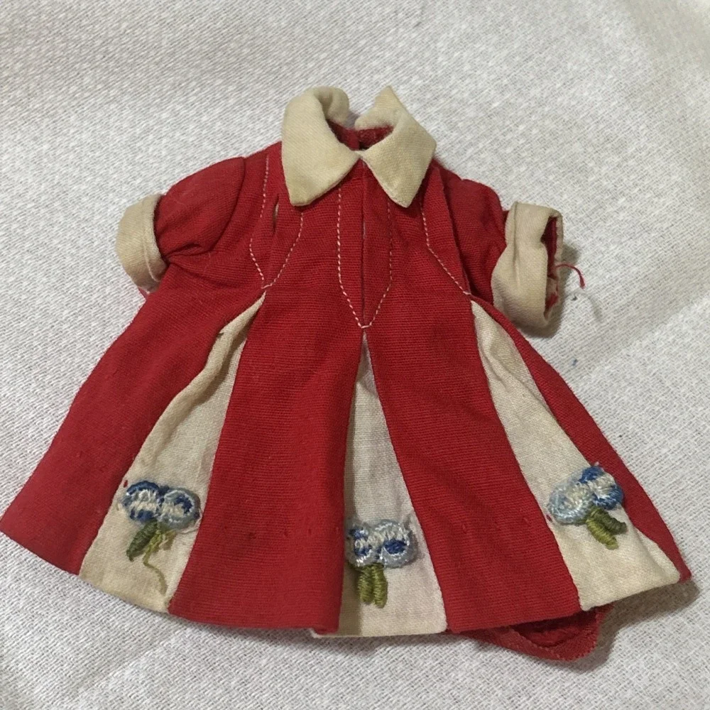 Vintage Original Ideal PENNY BRITE DOLL DRESS 1960's Red Blue‎ Flowers